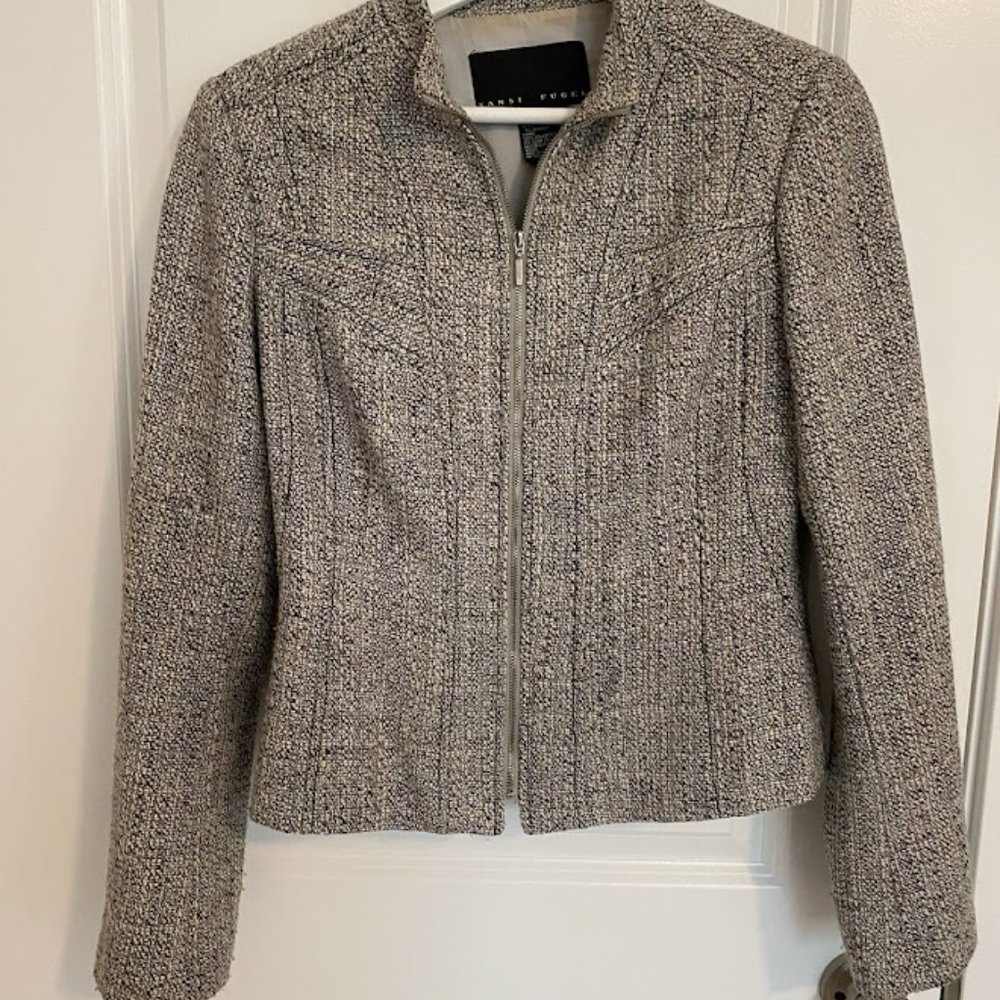 Yansi Fugel Grey Blazer with Zipper